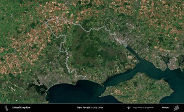 Yeni Orman. Temmuz 2024 'te çekilen Copernicus Sentinel karolarından oluşan bir uydu görüntüsü üzerinde Birleşik Krallık' ın idari bölgesinin ana hatlarını belirledik.