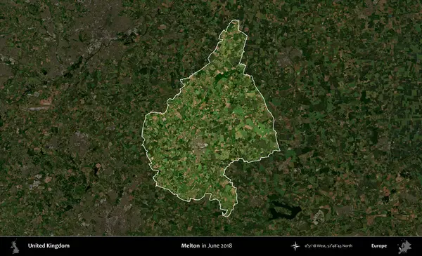 Melton. Birleşik Krallık 'ın idari alanı, Haziran 2018' de çekilen Kopernik Nöbetçi karolarından oluşan koyu renkli bir uydu görüntüsü üzerinde vurgulandı ve özetlendi.