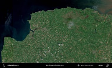 Kuzey Devon. Haziran 2024 'te çekilen Kopernik Nöbetçi karolarından oluşan bir uydu görüntüsü üzerinde Birleşik Krallık' ın idari alanı