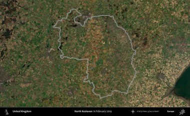 Kuzey Kesteven. Şubat 2019 'da çekilen Kopernik Nöbetçi karolarından oluşan bir uydu görüntüsü üzerinde Birleşik Krallık' ın idari alanının ana hatlarını belirledik.