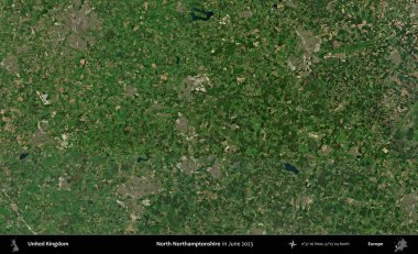 Kuzey Northamptonshire. Haziran 2023 'te çekilen Kopernik Nöbetçi karolarından oluşan bir uydu görüntüsü üzerinde Birleşik Krallık' ın idari alanı
