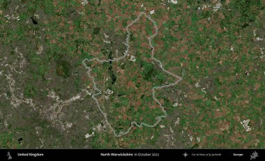 Kuzey Warwickshire. Ekim 2022 'de çekilen Kopernik Nöbetçi karolarından oluşan bir uydu görüntüsü üzerinde Birleşik Krallık' ın idari alanının ana hatlarını belirledik.