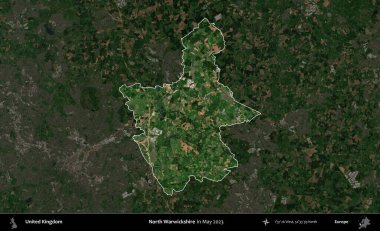 Kuzey Warwickshire. Birleşik Krallık 'ın idari alanı, Mayıs 2023' te çekilen Kopernik Nöbetçi karolarından oluşan koyu renkli bir uydu görüntüsü üzerinde vurgulandı ve özetlendi.