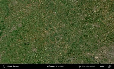 Oxfordshire 'da. Haziran 2020 'de çekilen Kopernik Nöbetçi karolarından oluşan bir uydu görüntüsü üzerinde Birleşik Krallık' ın idari alanı