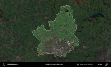 Preston. Birleşik Krallık 'ın idari alanı, Kasım 2024' te çekilen Kopernik Nöbetçi karolarından oluşan koyu renkli bir uydu görüntüsü üzerinde vurgulandı ve özetlendi.
