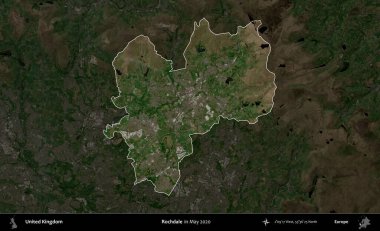 Rochdale 'de. Birleşik Krallık 'ın idari alanı, Mayıs 2020' de çekilen Kopernik Nöbetçi karolarından oluşan koyu renkli bir uydu görüntüsü üzerinde vurgulandı ve özetlendi.