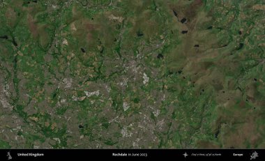 Rochdale 'de. Haziran 2023 'te çekilen Kopernik Nöbetçi karolarından oluşan bir uydu görüntüsü üzerinde Birleşik Krallık' ın idari alanı