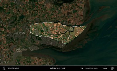 Rochford. Birleşik Krallık 'ın idari alanı, Temmuz 2024' te çekilen Kopernik Nöbetçi karolarından oluşan koyu renkli bir uydu görüntüsü üzerinde vurgulandı ve özetlendi.