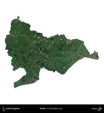 Ender. Birleşik Krallık 'ın idari alanı, Kasım 2022' de çekilen Kopernik Nöbetçi karolarından oluşan bir uydu görüntüsü üzerinde beyaza izole edilmiştir.