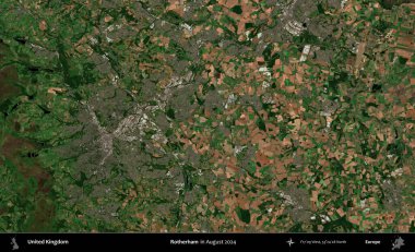 Rotherham. Ağustos 2024 'te çekilen Kopernik Nöbetçi karolarından oluşan bir uydu görüntüsü üzerinde Birleşik Krallık' ın idari alanı