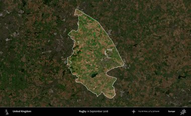 Ragbi. Birleşik Krallık 'ın idari alanı, Eylül 2018' de çekilen Kopernik Nöbetçi karolarından oluşan koyu renkli bir uydu görüntüsü üzerinde vurgulandı ve özetlendi.
