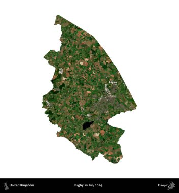 Ragbi. Birleşik Krallık 'ın idari alanı, Temmuz 2024' te çekilen Kopernik Nöbetçi karolarından oluşan bir uydu görüntüsü ile beyaza izole edilmiştir.