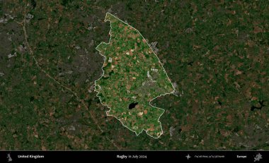 Ragbi. Birleşik Krallık 'ın idari alanı, Temmuz 2024' te çekilen Kopernik Nöbetçi karolarından oluşan koyu renkli bir uydu görüntüsü üzerinde vurgulandı ve özetlendi.