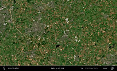 Ragbi. Temmuz 2024 'te çekilen Kopernik Nöbetçi karolarından oluşan bir uydu görüntüsü üzerinde Birleşik Krallık' ın idari alanı