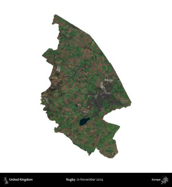 Ragbi. Birleşik Krallık 'ın idari alanı, Kasım 2024' te çekilen Kopernik Nöbetçi karolarından oluşan bir uydu görüntüsü üzerinde beyaza izole edilmiştir.