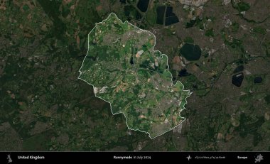 Runnymede. Birleşik Krallık 'ın idari alanı, Temmuz 2024' te çekilen Kopernik Nöbetçi karolarından oluşan koyu renkli bir uydu görüntüsü üzerinde vurgulandı ve özetlendi.