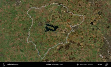 Rutland. Şubat 2023 'te çekilen Kopernik Nöbetçi karolarından oluşan bir uydu görüntüsü üzerinde Birleşik Krallık' ın idari bölgesinin ana hatlarını belirledik.