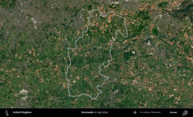 Yediler. Temmuz 2024 'te çekilen Copernicus Sentinel karolarından oluşan bir uydu görüntüsü üzerinde Birleşik Krallık' ın idari bölgesinin ana hatlarını belirledik.
