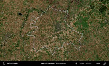 Güney Cambridgeshire. Ekim 2022 'de çekilen Kopernik Nöbetçi karolarından oluşan bir uydu görüntüsü üzerinde Birleşik Krallık' ın idari alanının ana hatlarını belirledik.