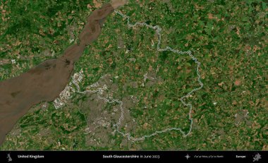 Güney Gloucestershire. Haziran 2023 'te çekilen Kopernik Nöbetçi karolarından oluşan bir uydu görüntüsü üzerinde Birleşik Krallık' ın idari alanının ana hatlarını belirledik.