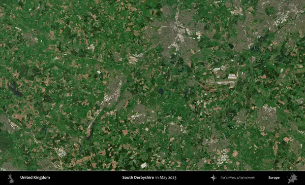 Güney Derbyshire. Mayıs 2023 'te Copernicus Sentinel karolarından oluşan bir uydu görüntüsü üzerinde Birleşik Krallık' ın idari alanı