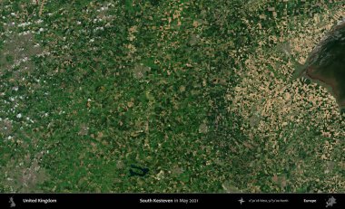 Güney Kesteven. Mayıs 2021 'de Copernicus Sentinel karolarından oluşan bir uydu görüntüsü üzerinde Birleşik Krallık' ın idari alanı