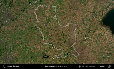 Güney Kesteven. Ekim 2022 'de çekilen Kopernik Nöbetçi karolarından oluşan bir uydu görüntüsü üzerinde Birleşik Krallık' ın idari alanının ana hatlarını belirledik.