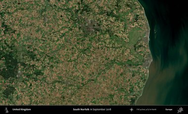 Güney Norfolk. Eylül 2018 'de çekilen Kopernik Nöbetçi karolarından oluşan bir uydu görüntüsü üzerinde Birleşik Krallık' ın idari alanı