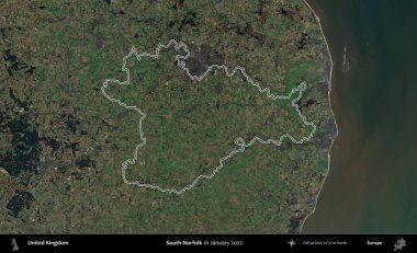Güney Norfolk. Ocak 2022 'de çekilen Kopernik Nöbetçi karolarından oluşan bir uydu görüntüsü üzerinde Birleşik Krallık' ın idari alanının ana hatlarını belirledik.