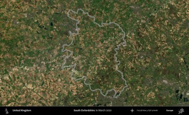 Güney Oxfordshire. Mart 2020 'de çekilen Copernicus Sentinel karolarından oluşan bir uydu görüntüsü üzerinde Birleşik Krallık' ın idari bölgesinin ana hatlarını belirledik.