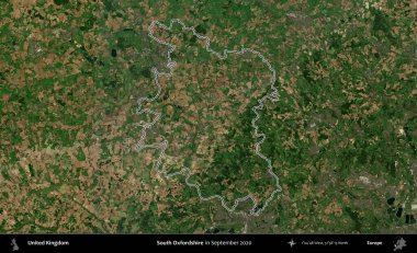 Güney Oxfordshire. Eylül 2020 'de çekilen Kopernik Nöbetçi karolarından oluşan bir uydu görüntüsü üzerinde Birleşik Krallık' ın idari bölgesini özetledik.
