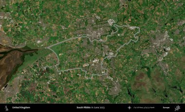 Güney Ribble. Haziran 2023 'te çekilen Kopernik Nöbetçi karolarından oluşan bir uydu görüntüsü üzerinde Birleşik Krallık' ın idari alanının ana hatlarını belirledik.