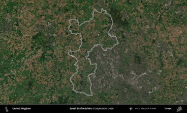 Güney Staffordshire. Eylül 2020 'de çekilen Kopernik Nöbetçi karolarından oluşan bir uydu görüntüsü üzerinde Birleşik Krallık' ın idari bölgesini özetledik.