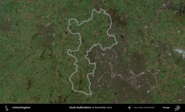 Güney Staffordshire. Kasım 2022 'de çekilen Kopernik Nöbetçi karolarından oluşan bir uydu görüntüsü üzerinde Birleşik Krallık' ın idari alanının ana hatlarını belirledik.