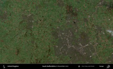 Güney Staffordshire. Kopernik Sentinel 'in Kasım 2022' de çekilmiş uydu görüntüsü üzerinde Birleşik Krallık 'ın idari alanı