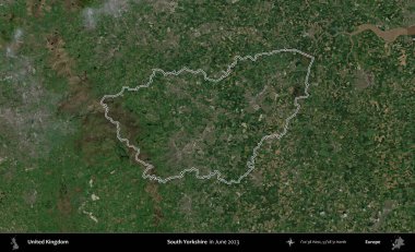 Güney Yorkshire. Haziran 2023 'te çekilen Kopernik Nöbetçi karolarından oluşan bir uydu görüntüsü üzerinde Birleşik Krallık' ın idari alanının ana hatlarını belirledik.