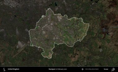 - Stockport. Birleşik Krallık 'ın idari alanı, Şubat 2021' de çekilen Kopernik Nöbetçi karolarından oluşan koyu renkli bir uydu görüntüsü üzerinde vurgulandı ve özetlendi.