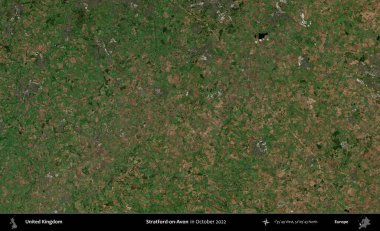 Stratford-on-Avon. Ekim 2022 'de çekilen Kopernik Nöbetçi karolarından oluşan bir uydu görüntüsü üzerinde Birleşik Krallık' ın idari alanı