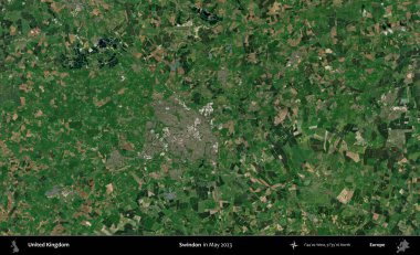 Swindon. Mayıs 2023 'te Copernicus Sentinel karolarından oluşan bir uydu görüntüsü üzerinde Birleşik Krallık' ın idari alanı