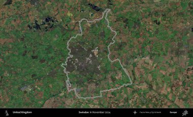 Swindon. Kasım 2024 'te çekilen Kopernik Nöbetçi karolarından oluşan bir uydu görüntüsü üzerinde Birleşik Krallık' ın idari bölgesinin ana hatlarını belirledik.