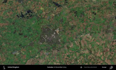 Swindon. Kopernik Sentinel 'in Kasım 2024' te çekilmiş uydu görüntüsü üzerinde Birleşik Krallık 'ın idari alanı