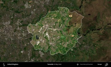 Tameside 'da. Birleşik Krallık 'ın idari alanı, Mayıs 2020' de çekilen Kopernik Nöbetçi karolarından oluşan koyu renkli bir uydu görüntüsü üzerinde vurgulandı ve özetlendi.