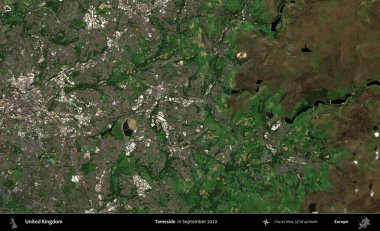 Tameside 'da. Eylül 2020 'de Copernicus Sentinel karolarından oluşan bir uydu görüntüsü üzerinde Birleşik Krallık' ın idari alanı