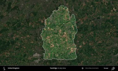 Tandridge. Birleşik Krallık 'ın idari alanı, Temmuz 2024' te çekilen Kopernik Nöbetçi karolarından oluşan koyu renkli bir uydu görüntüsü üzerinde vurgulandı ve özetlendi.
