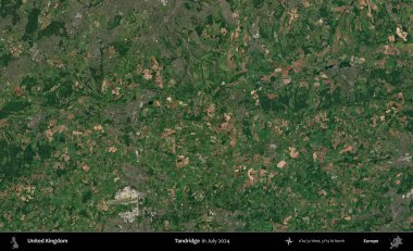 Tandridge. Temmuz 2024 'te çekilen Kopernik Nöbetçi karolarından oluşan bir uydu görüntüsü üzerinde Birleşik Krallık' ın idari alanı