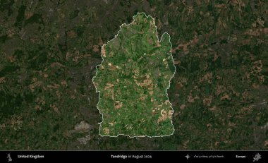 Tandridge. Birleşik Krallık 'ın idari alanı, Ağustos 2024' te çekilen Kopernik Nöbetçi karolarından oluşan koyu renkli bir uydu görüntüsü üzerinde vurgulandı ve özetlendi.