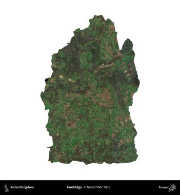 Tandridge. Birleşik Krallık 'ın idari alanı, Kasım 2024' te çekilen Kopernik Nöbetçi karolarından oluşan bir uydu görüntüsü üzerinde beyaza izole edilmiştir.