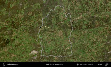 Tandridge. Ocak 2025 'te çekilen Kopernik Nöbetçi karolarından oluşan bir uydu görüntüsü üzerinde Birleşik Krallık' ın idari alanının ana hatlarını belirledik.