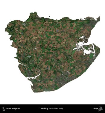 Dallanıp budaklanıyor. Birleşik Krallık 'ın idari alanı, Ekim 2024' te çekilen Kopernik Nöbetçi karolarından oluşan bir uydu görüntüsüyle beyaza izole edildi.