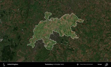 Tewkesbury 'de. Birleşik Krallık 'ın idari alanı, Ekim 2022' de çekilen Kopernik Nöbetçi karolarından oluşan koyu renkli bir uydu görüntüsü üzerinde vurgulandı ve özetlendi.